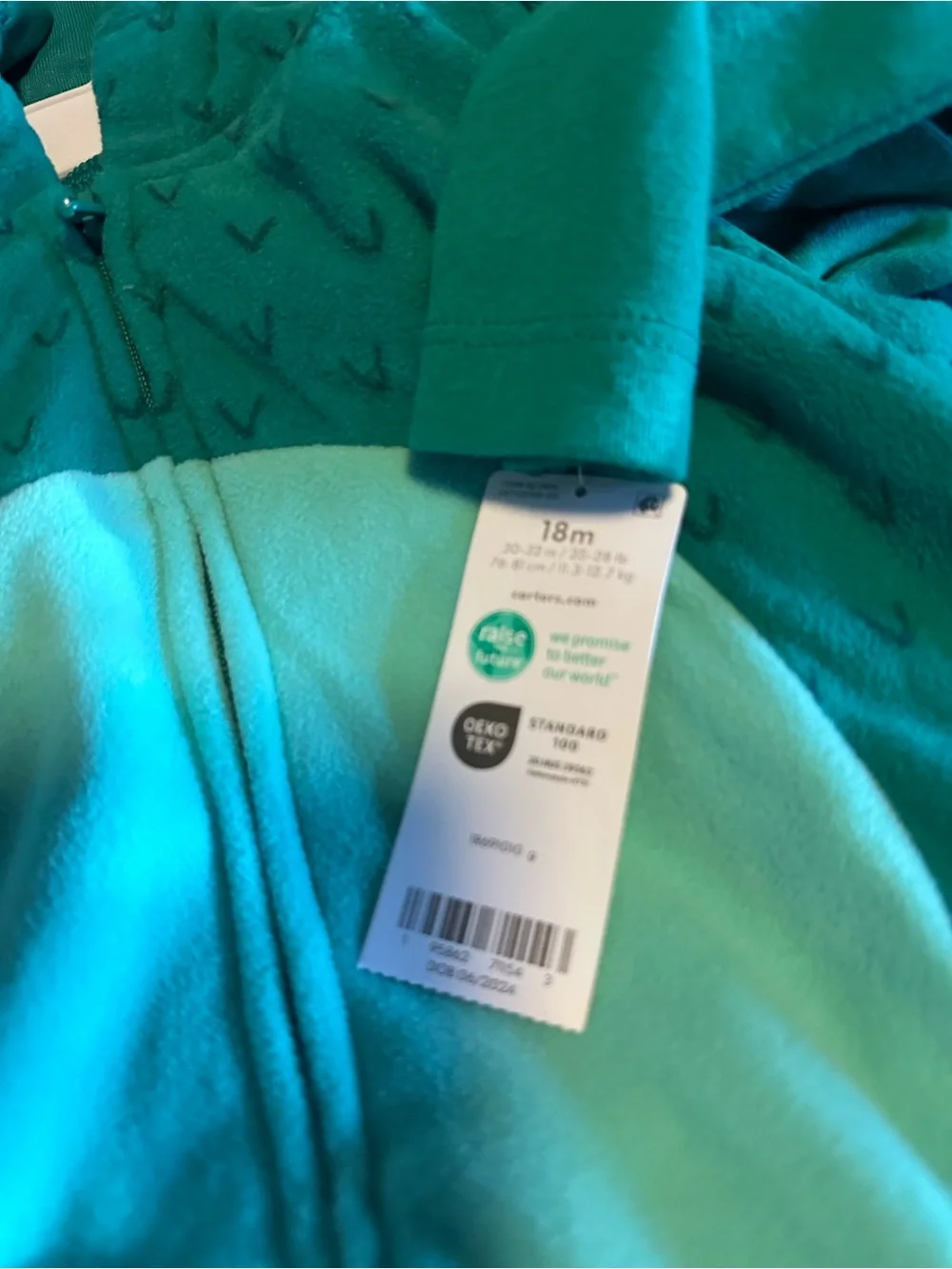 Carter's Green Teal Dinosaur Hooded Costume - Picture 2 of 3